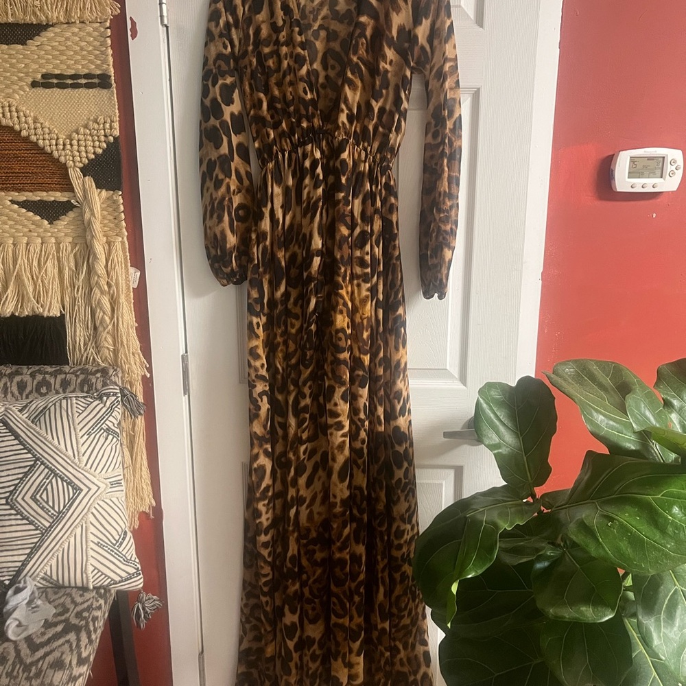 Angel Brinks Leopard Print Maxi Dress